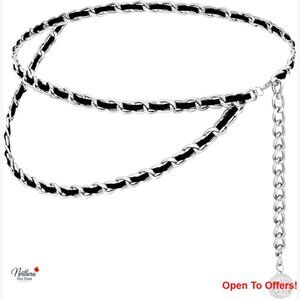 Layered Leather Chain Belt with Alloy Metal for Dresses and Jeans